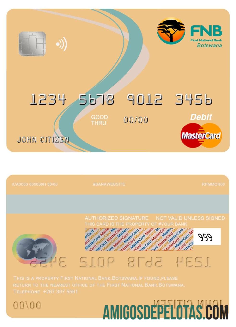 Botsuana Primeiro Banco Nacional Mastercard exemplo real